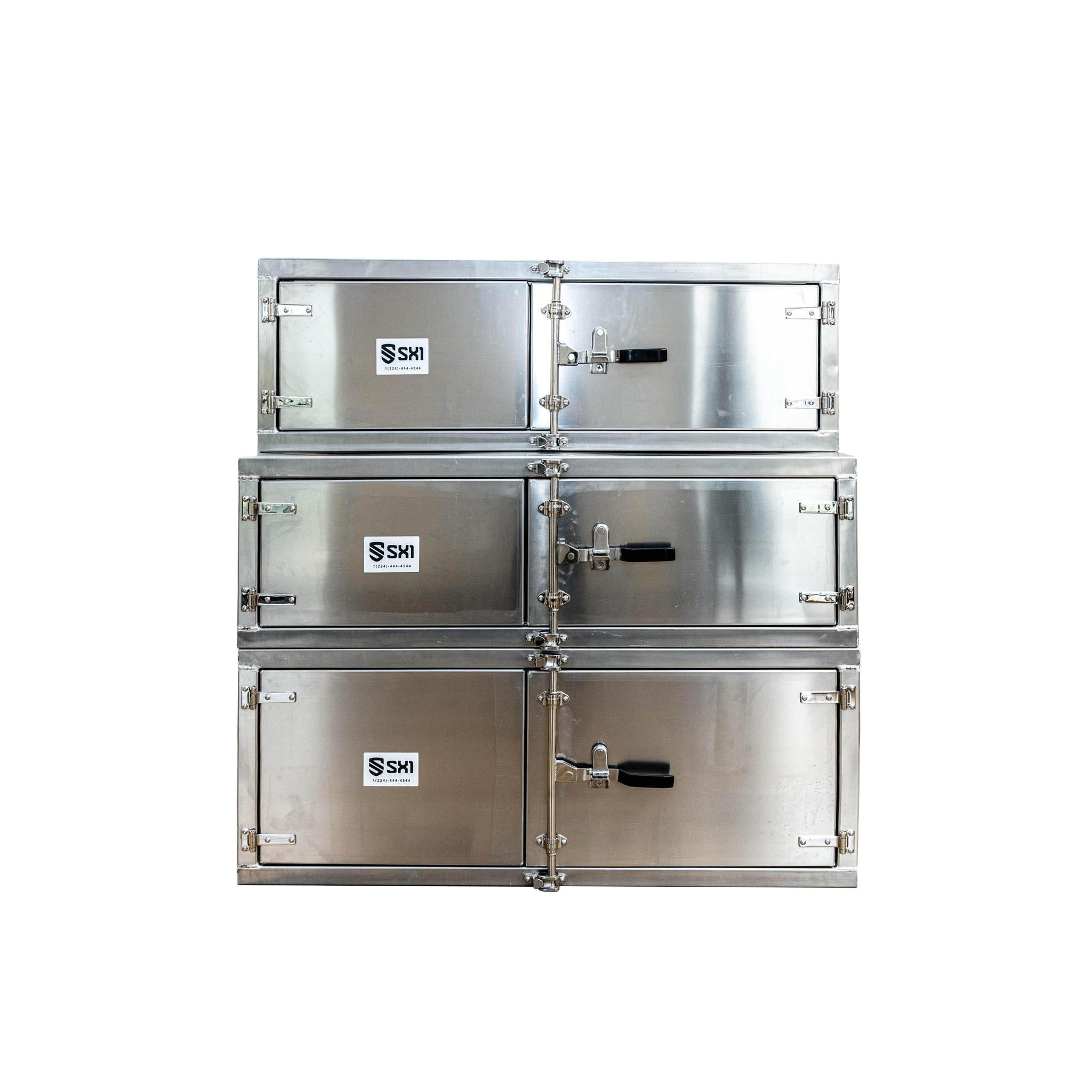 Trailer Tool Box – Aluminum Mirror Finish, Double Barn Doors with Paddle Lock
