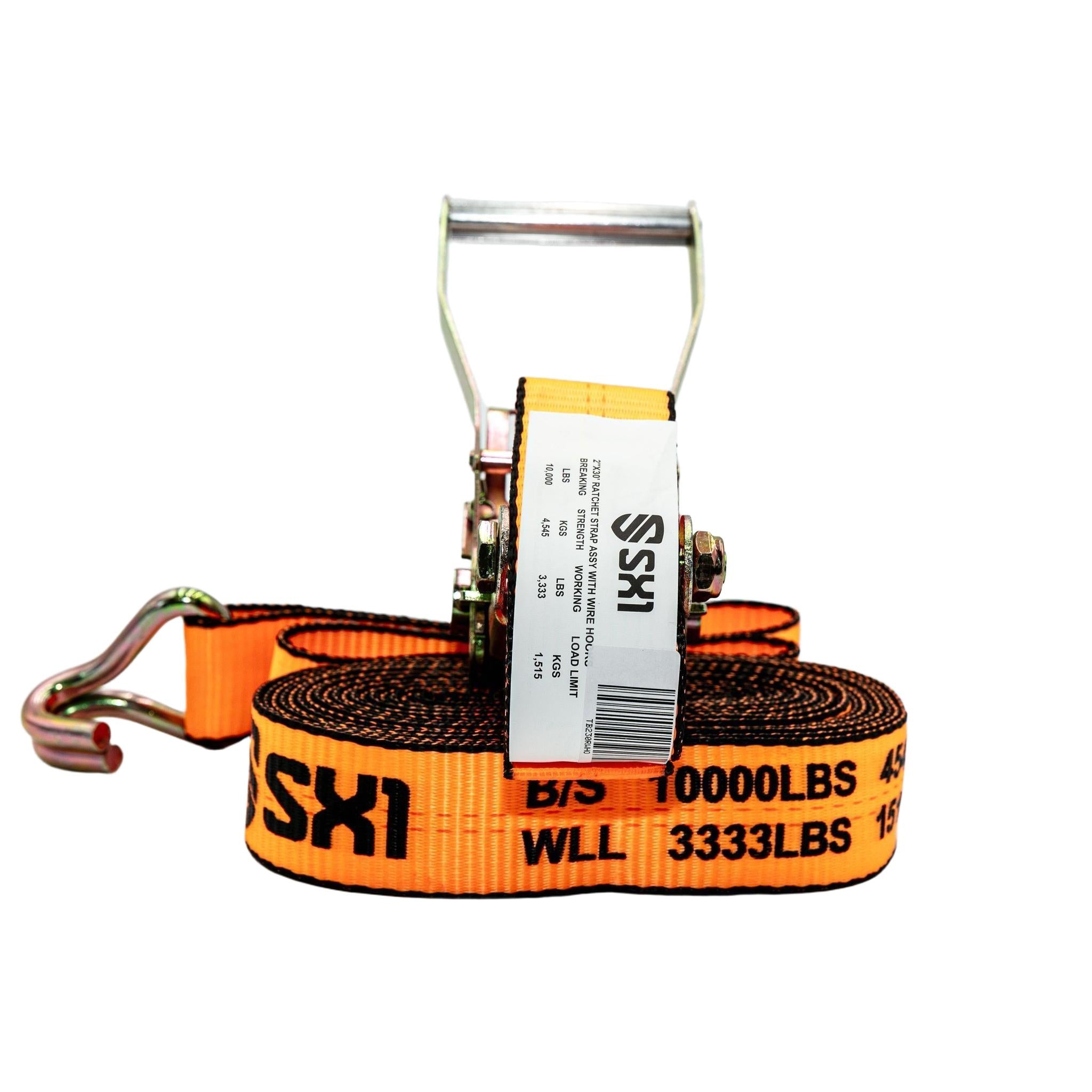 2 in Ratchet Strap ASSY With Wire Hooks