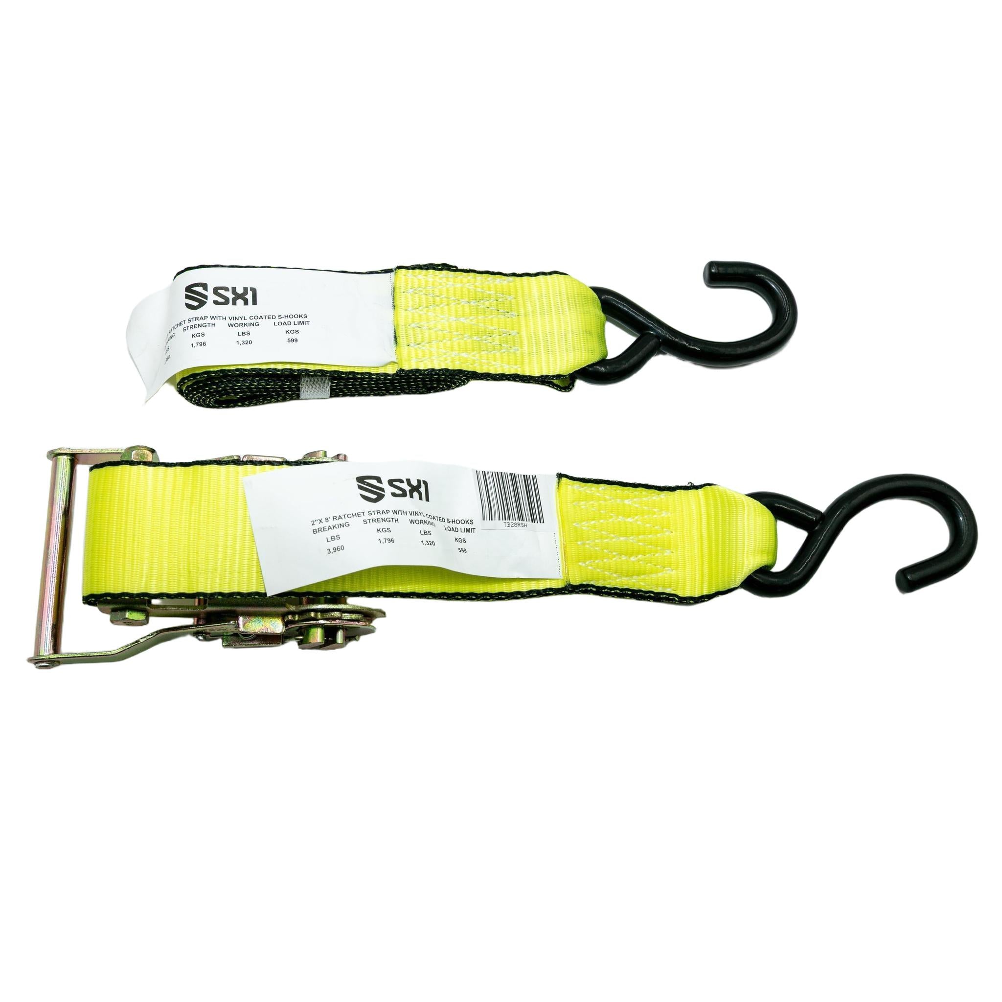 2 in Ratchet Strap With Vinyl Coated S-Hooks