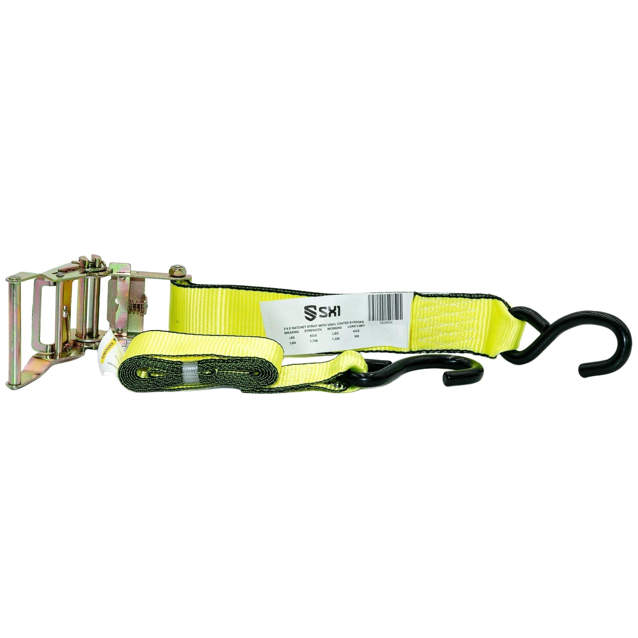 2 in Ratchet Strap With Vinyl Coated S-Hooks