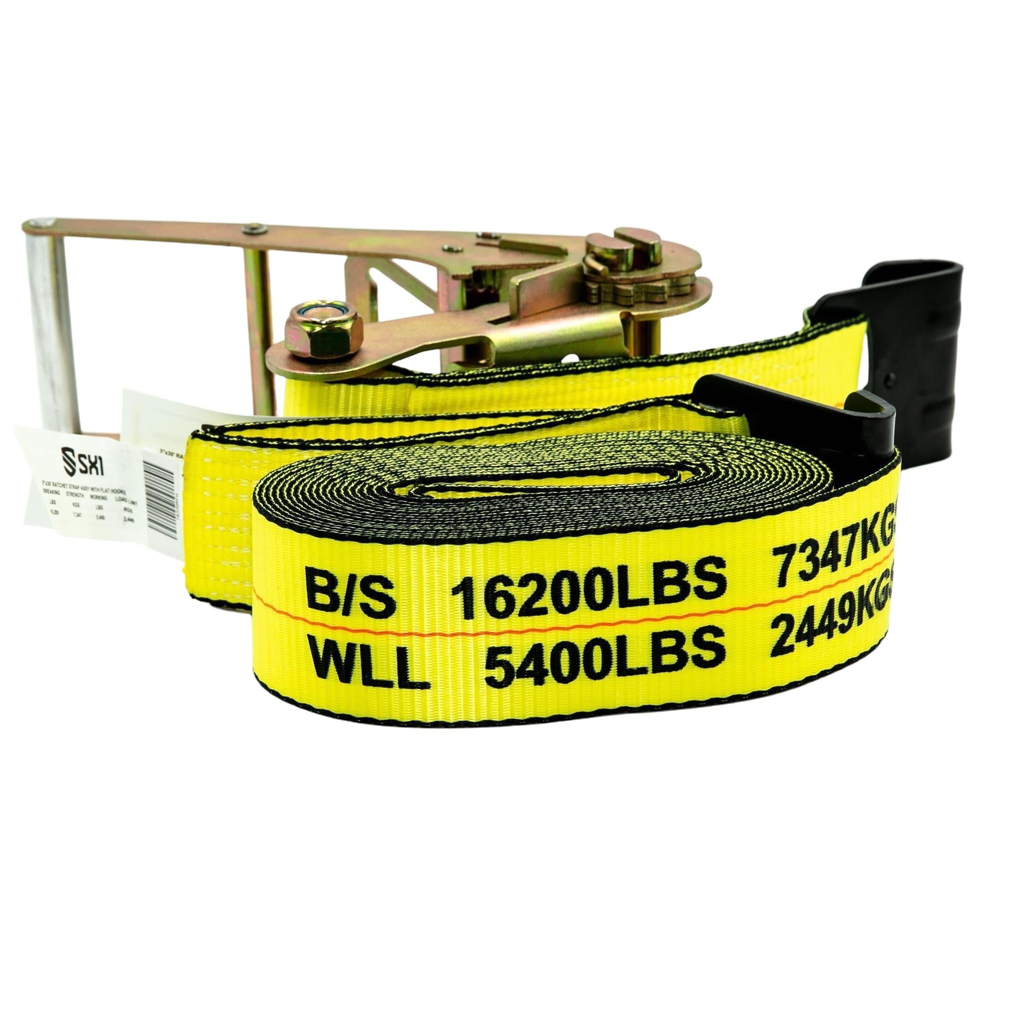 3 in Ratchet Strap ASSY With Flat Hooks