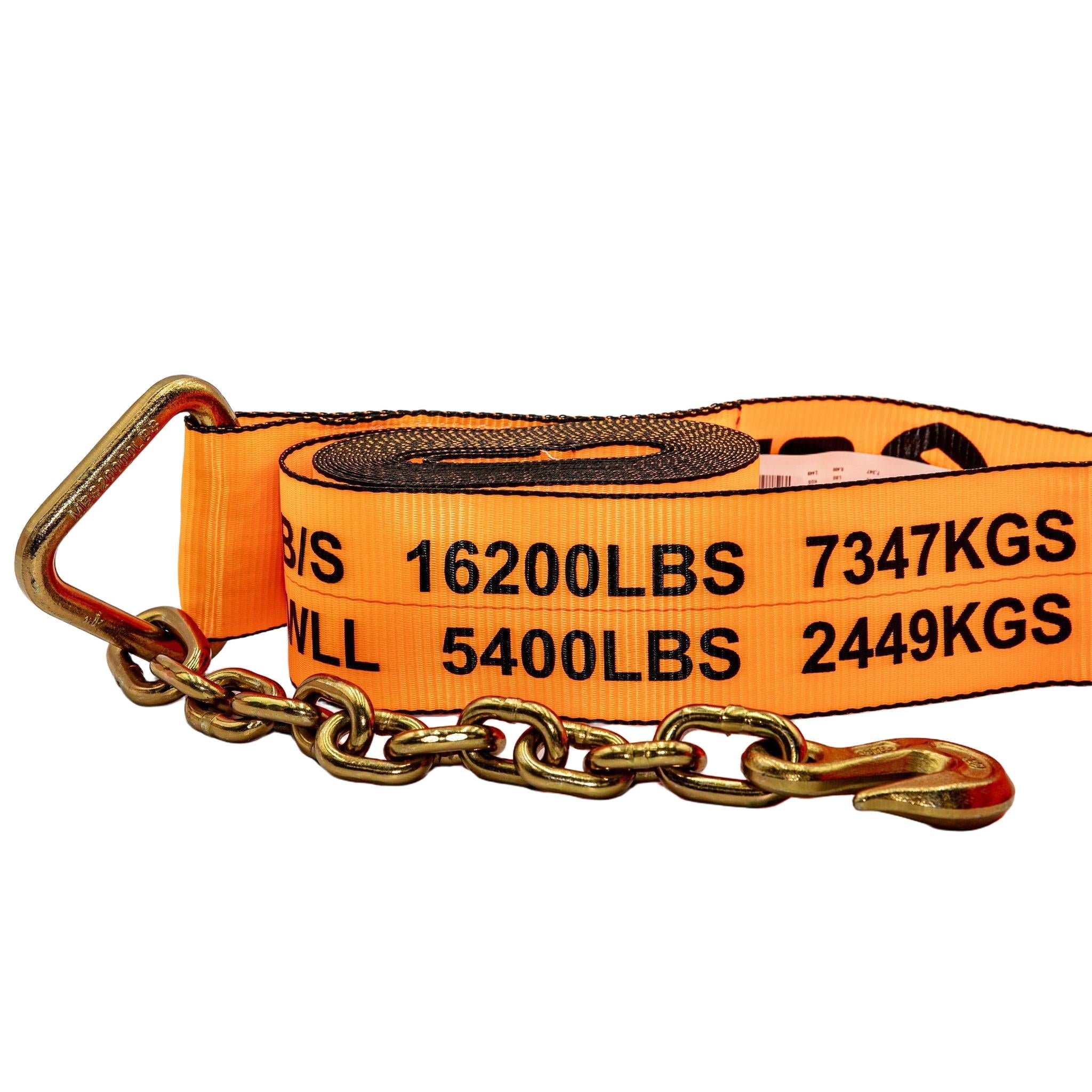 4 in Winch Strap With Chain Anchor