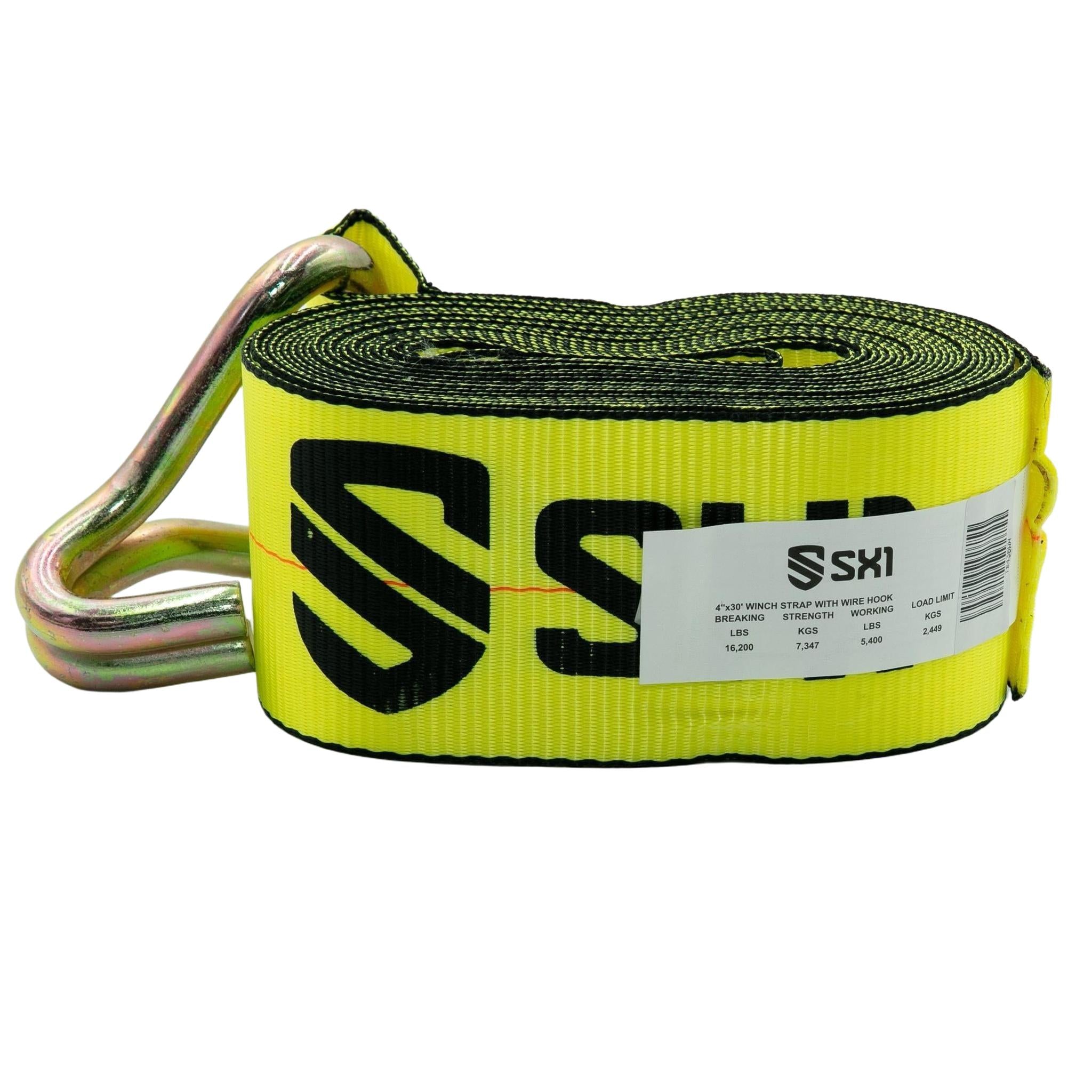 4 in Winch Strap with Wire Hook