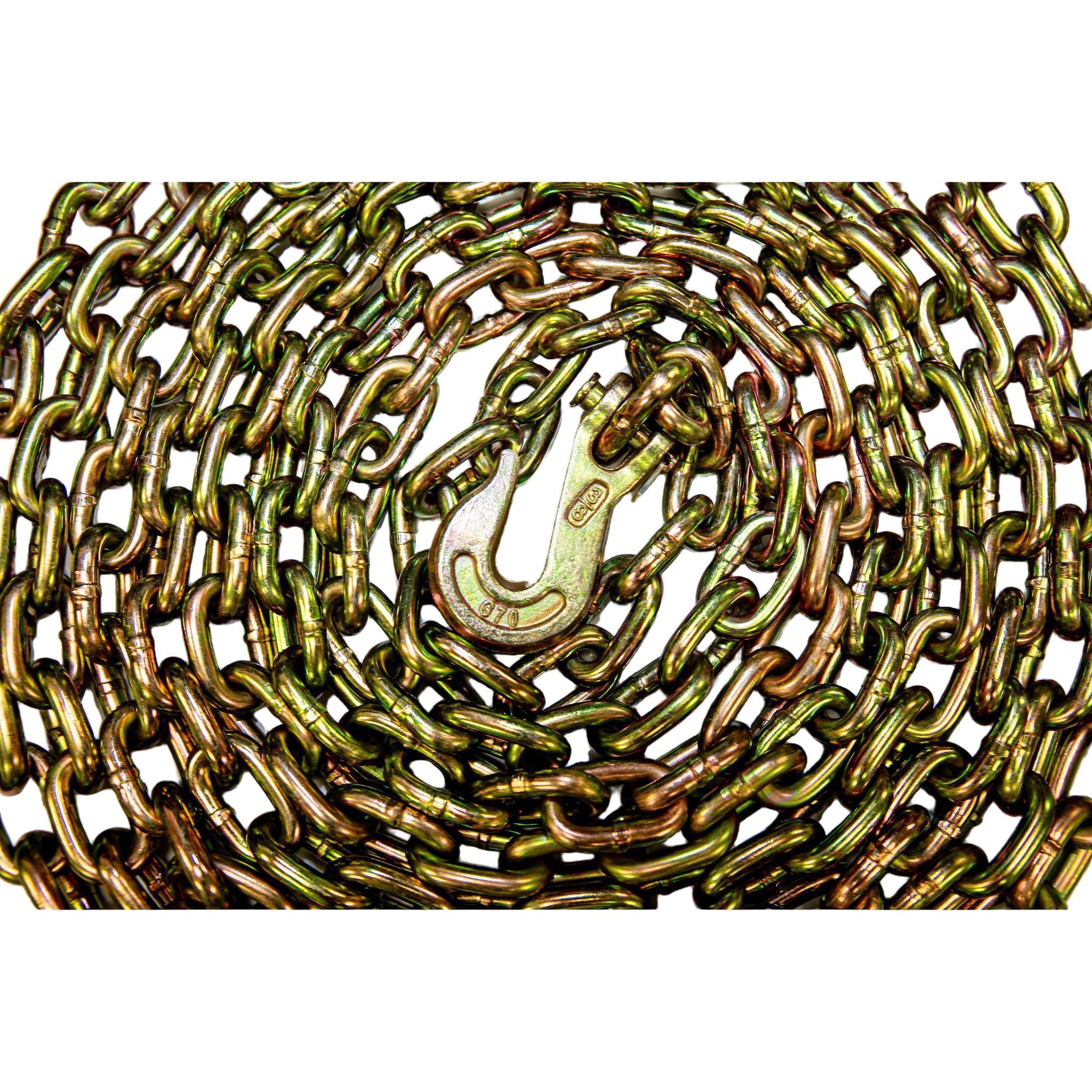 3/8 in G70 Chain with Clevis Grab Hooks