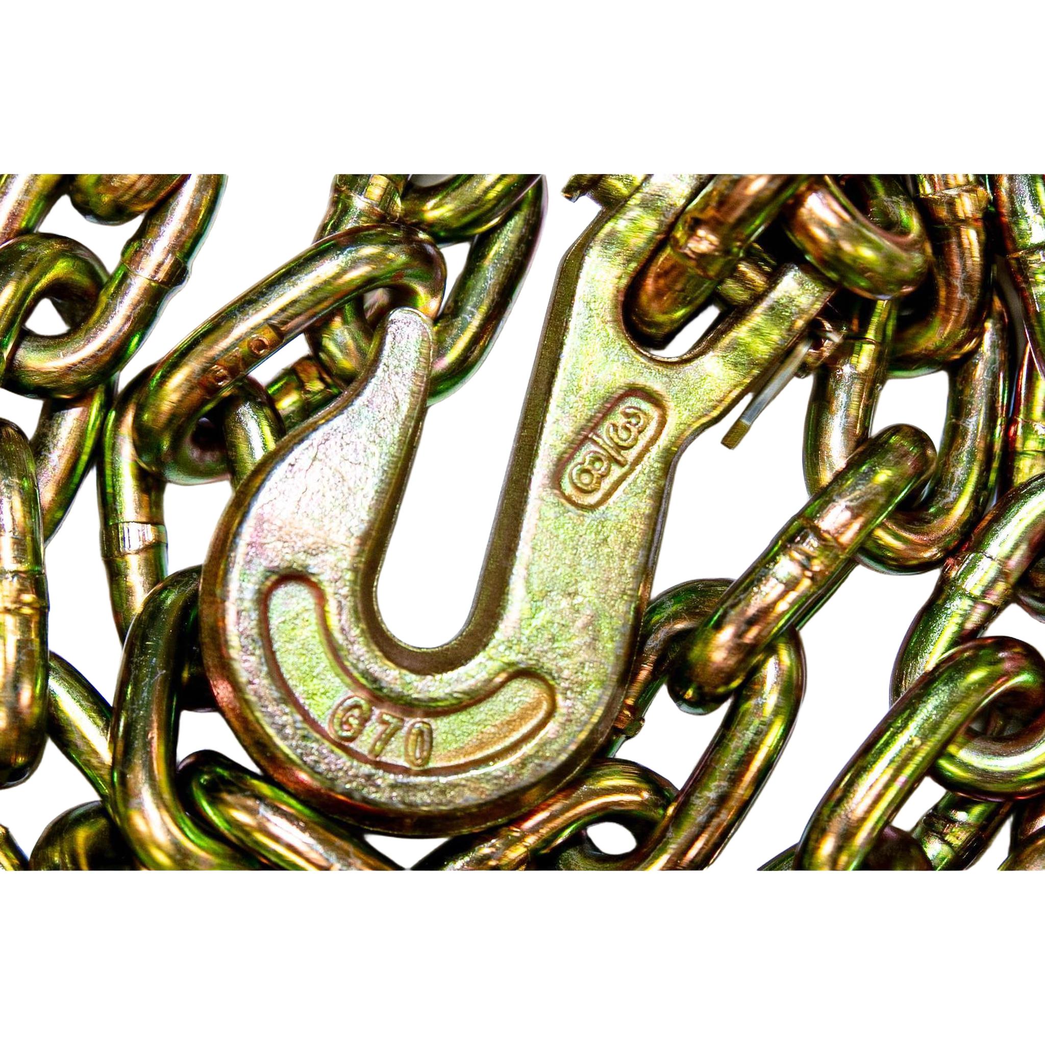 3/8 in G70 Chain with Clevis Grab Hooks
