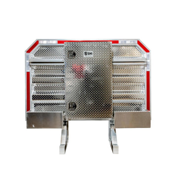 68x80 in Headache Rack with Trays, 2 Chain Hangers & Lockable Door